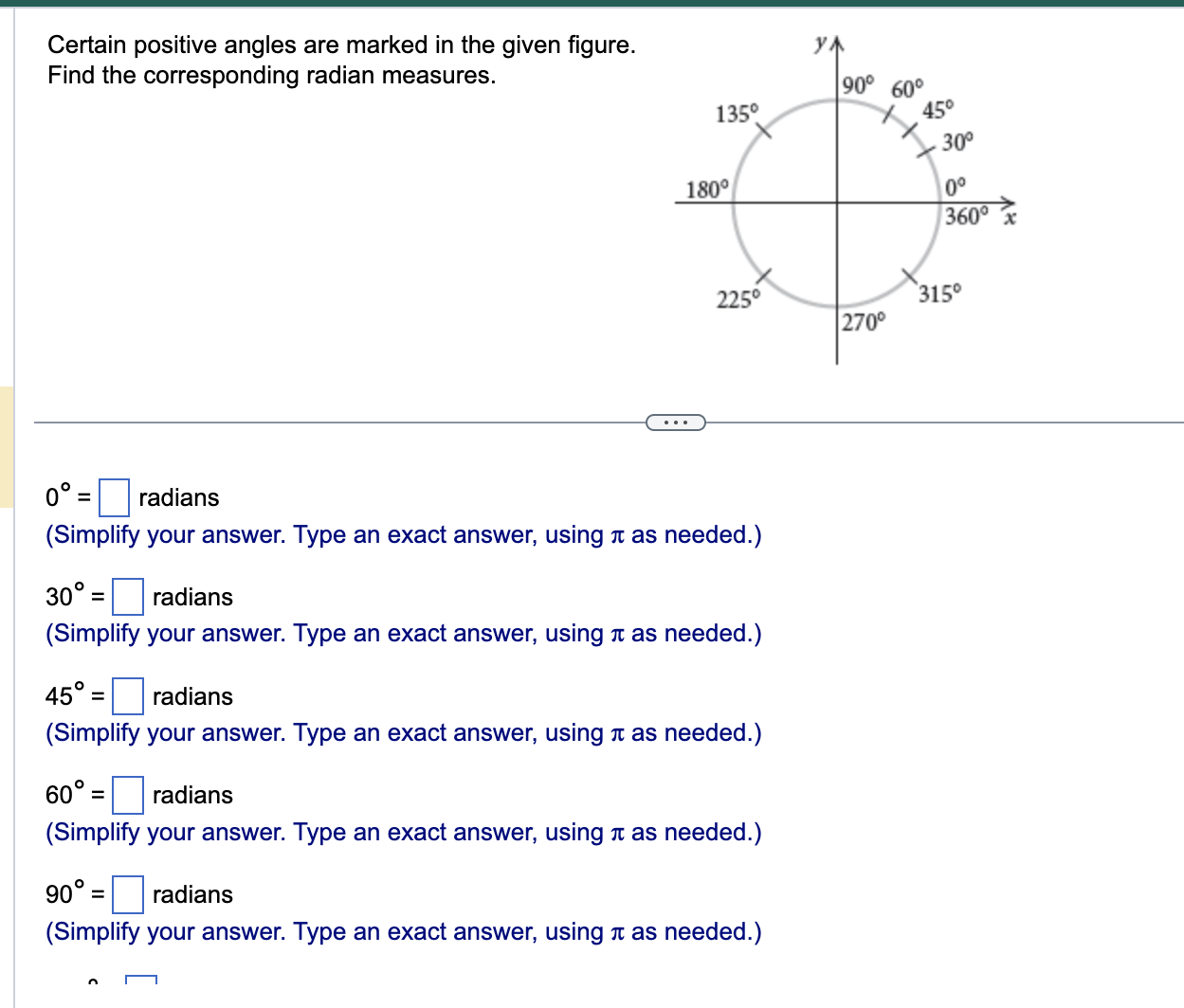  Certain positive angles are marked in the given gure. Find the