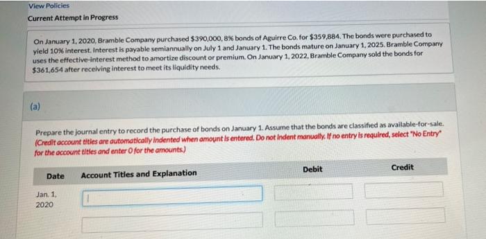 Company purchased $390,000, 8% bonds of Aguirre Co. for $359,884. The bonds