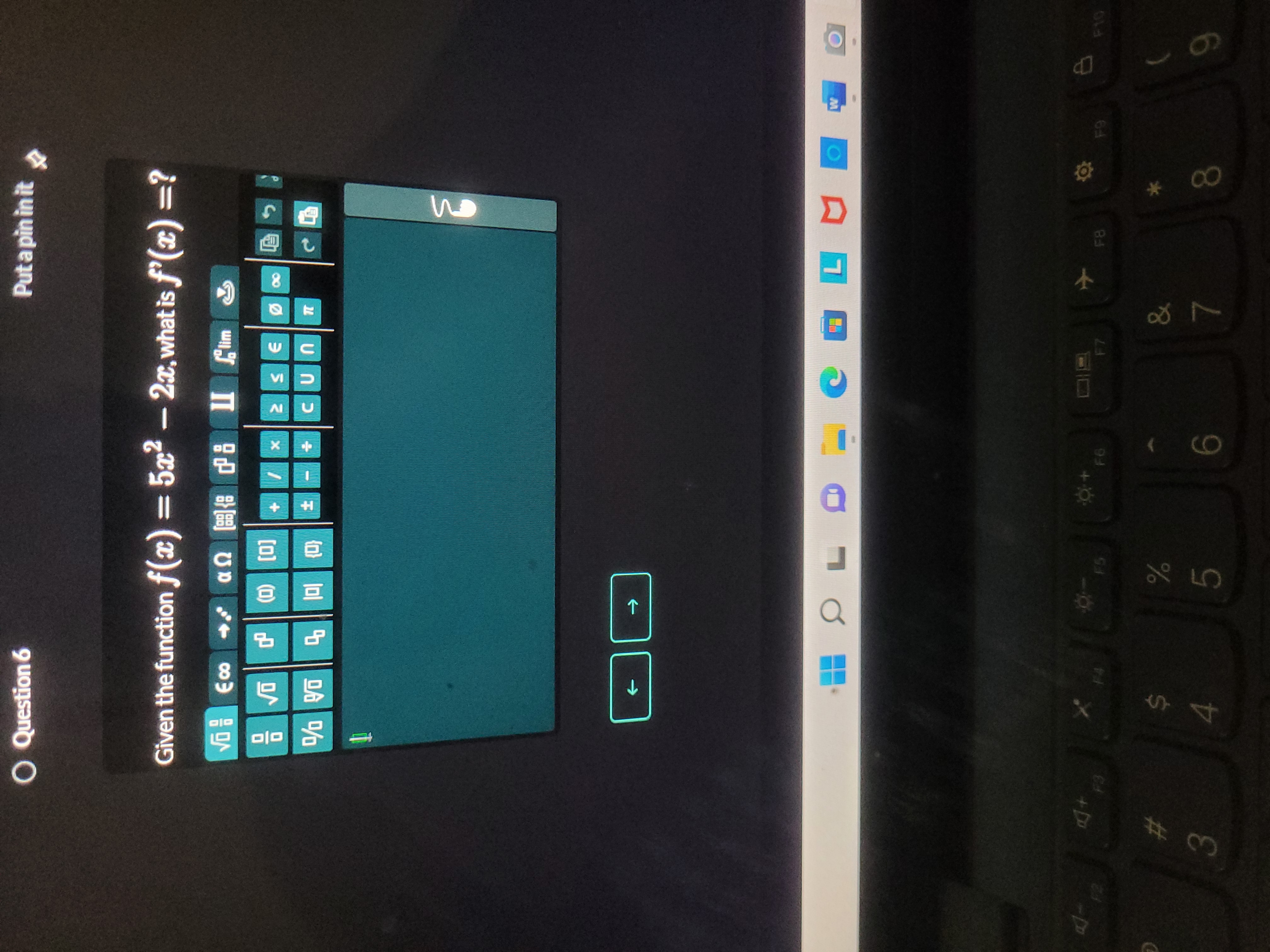 Question 6 Put a pin in it Given the function f