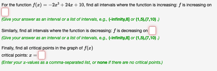  For the function f(x) = -2x* + 24x + 10, find
