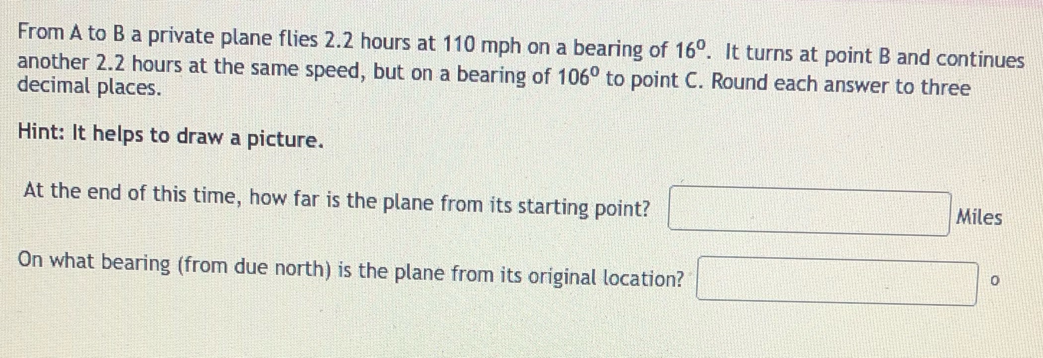 Need help solving From A to B a private plane flies