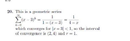 20. This is a geometric series E(x - 3) = 1