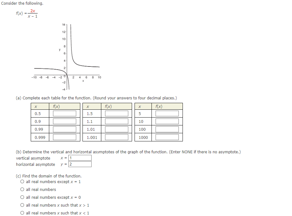 Consider the following. f ( x ) = - 2x x