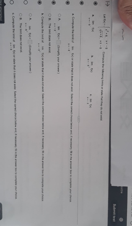 calculus 1 course help asible Submit test Let ((x) = VX