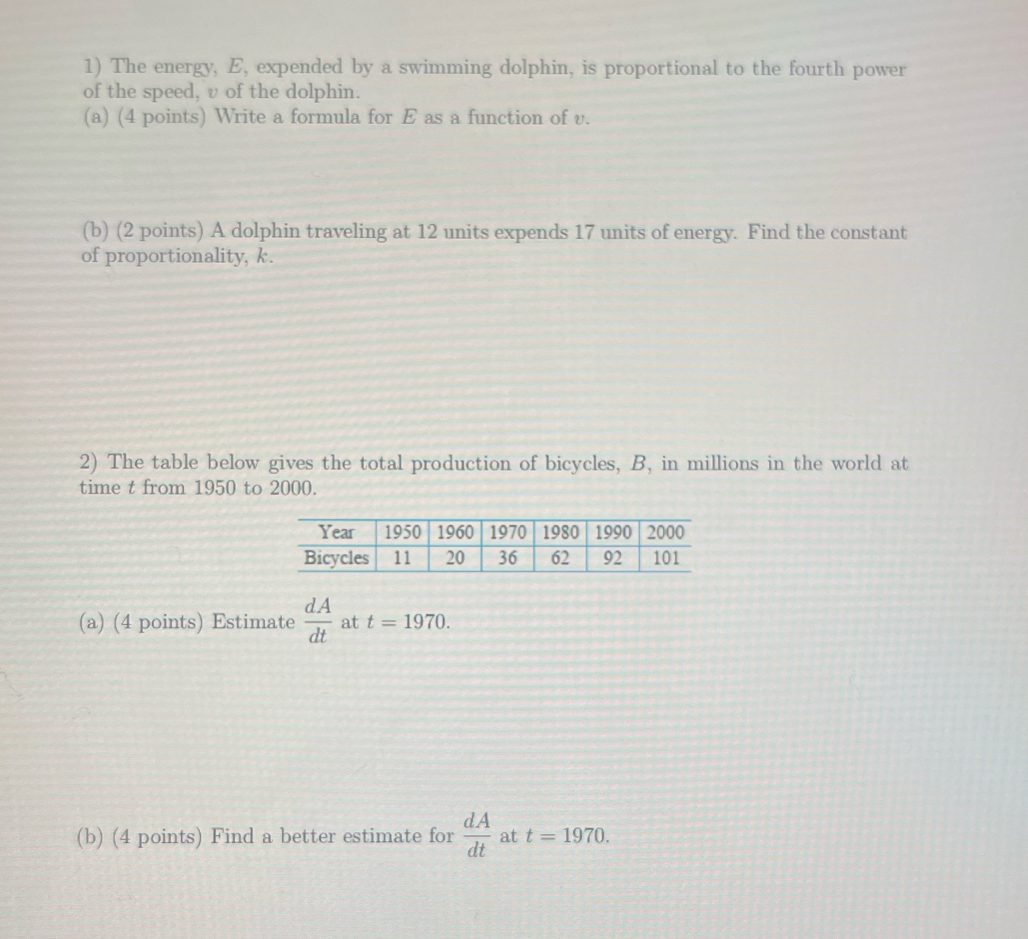 expended by a swimming dolphin, is proportional to the fourth power of