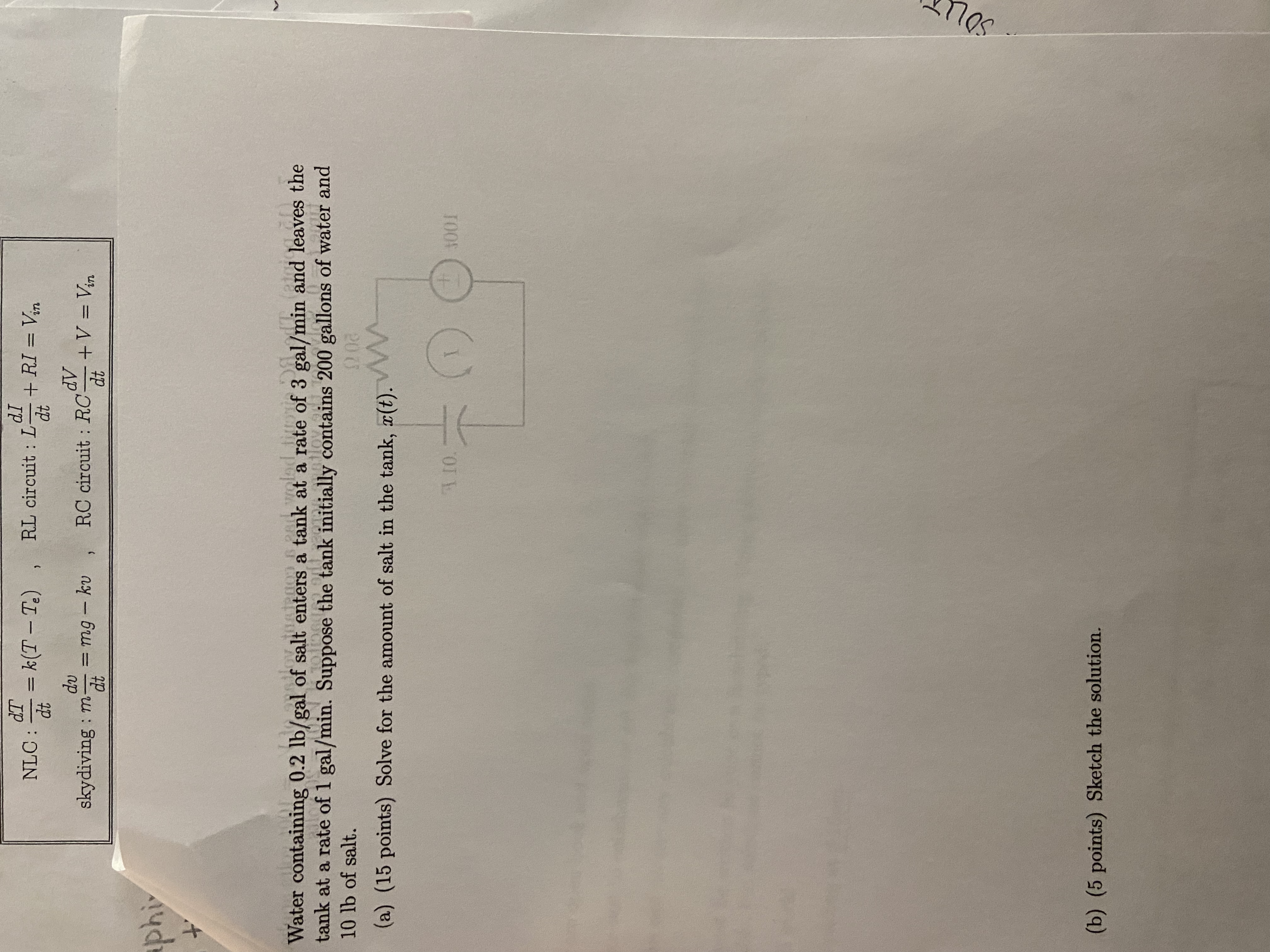 1A AND 1B GRAPH SOLUTION THANK YOU! NLC : =k(T - Te)