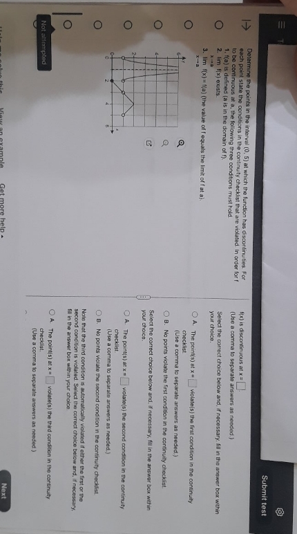  calculus1 course Submit test T Determine the points in the interval