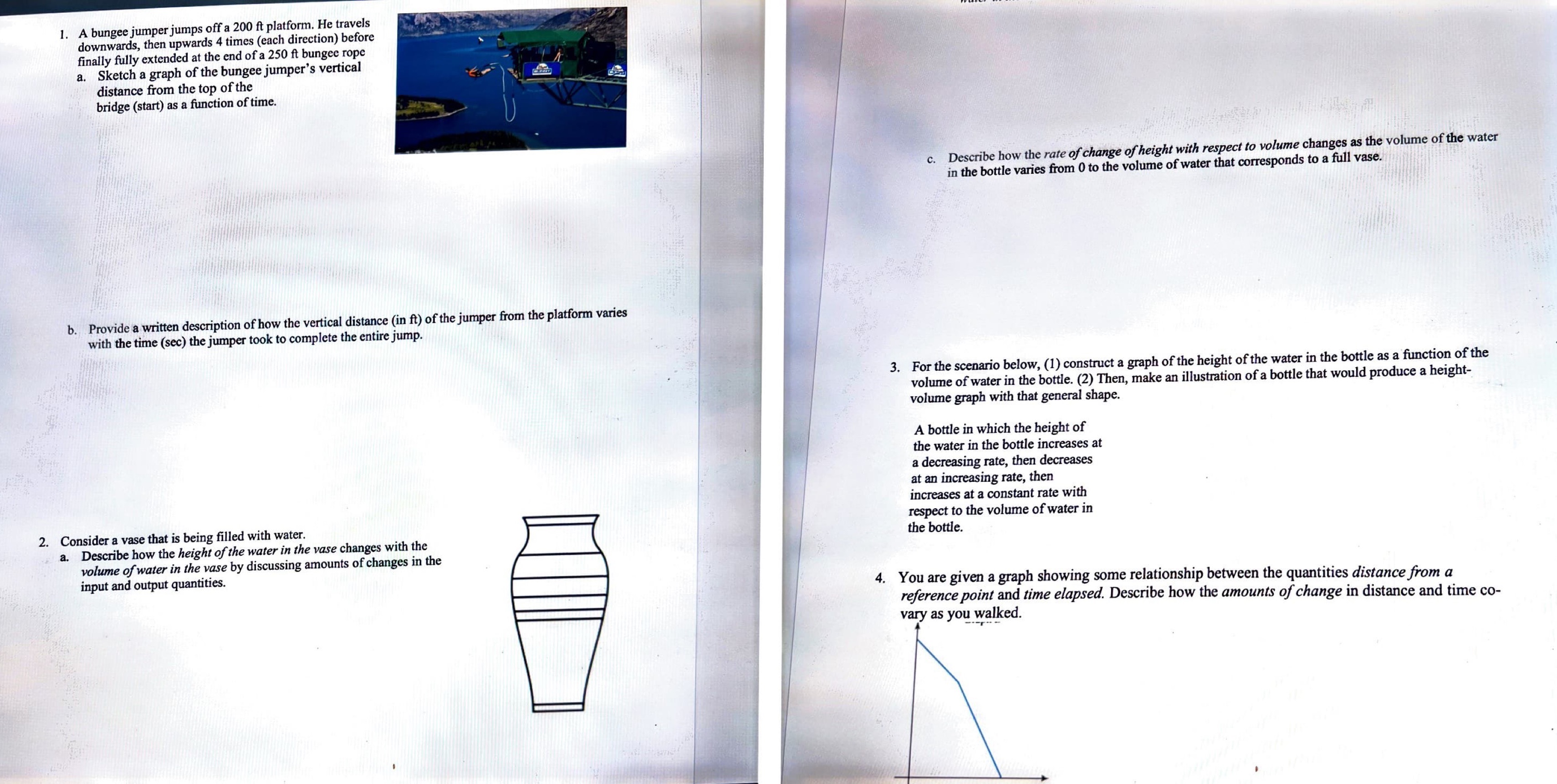travels downwards, then upwards 4 times (each direction) before finally fully extended
