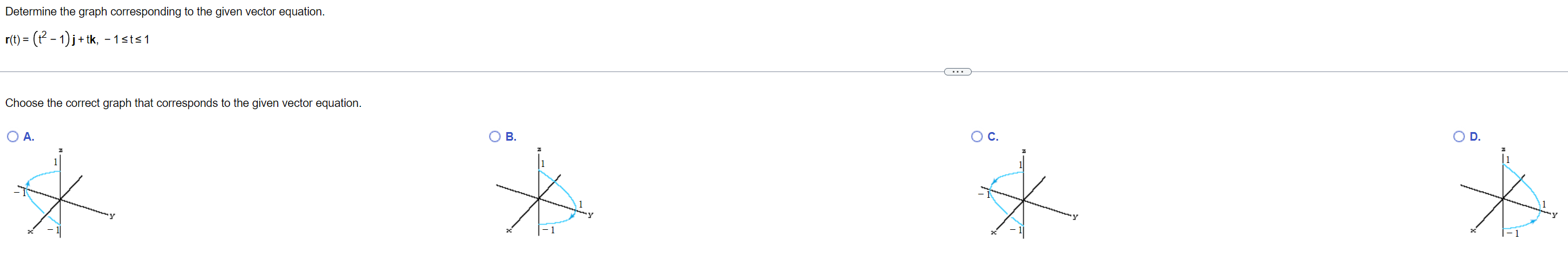 that corresponds to the given vector equation. O A. O B. O