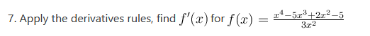 the derivatives rules, find f (a ) for f (@ ) =