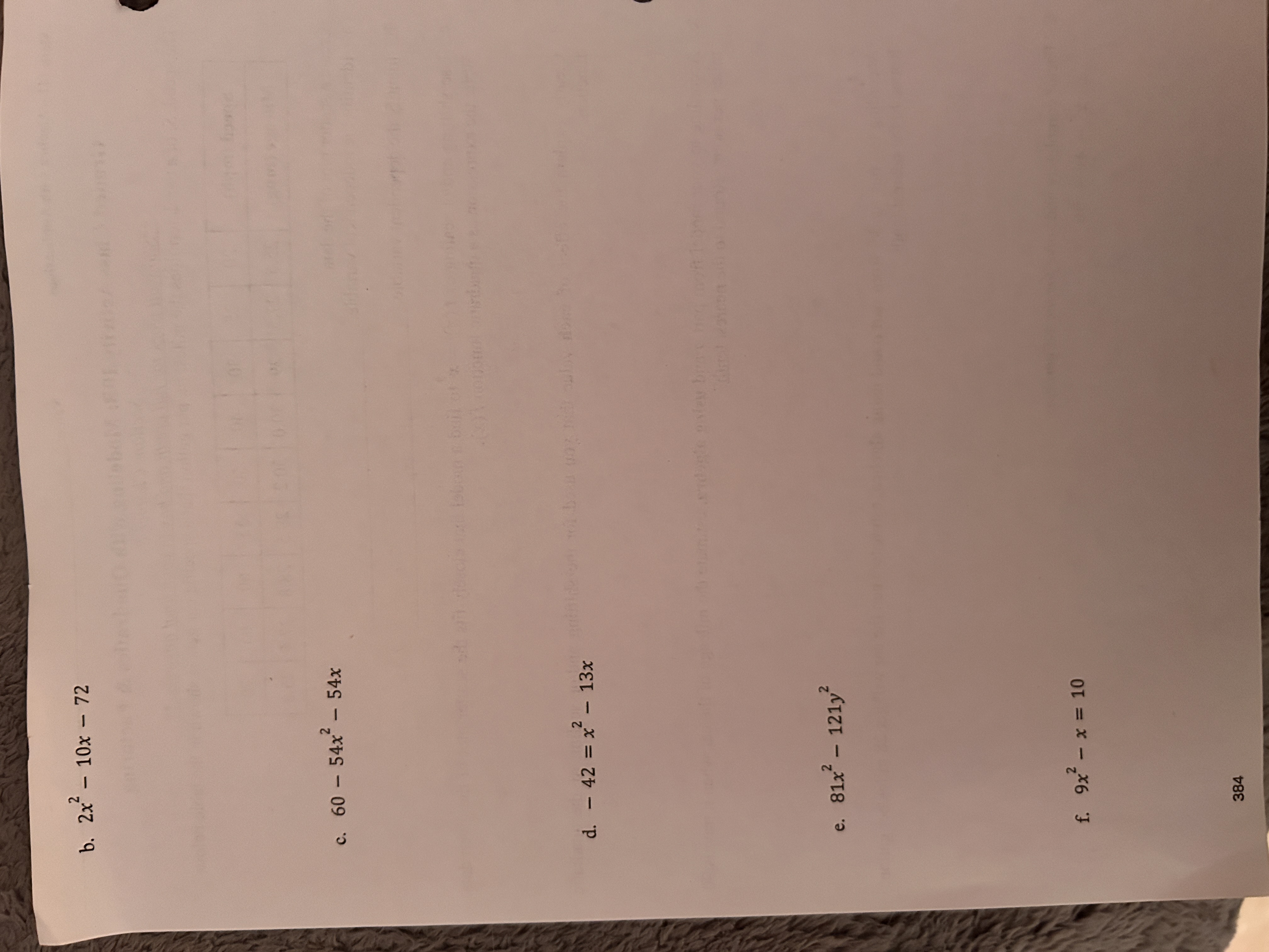 Class Activity 10B: Modeling with Quadratics & Factoring Sections Chapter 8 **Show