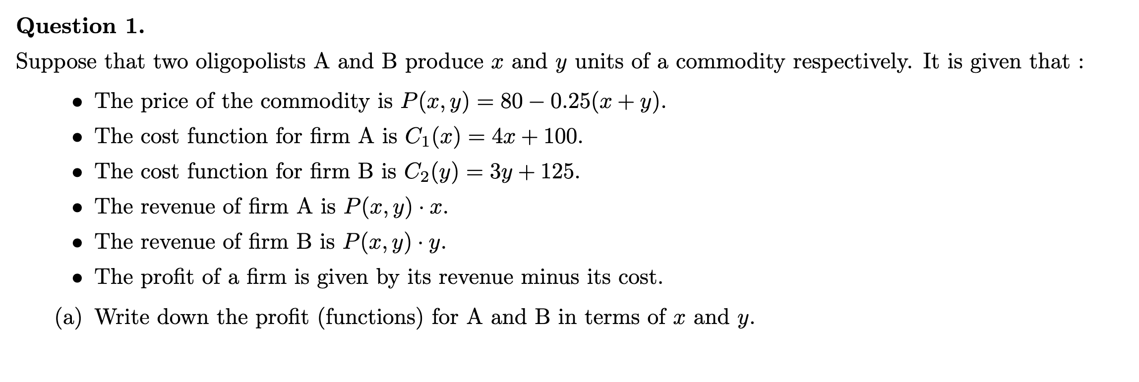 02(y) 2 3y + 125. o The revenue of rm A is