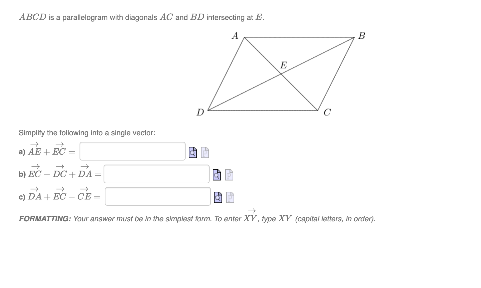  ABCD is a parallelogram with diagonals AC and BD intersecting at