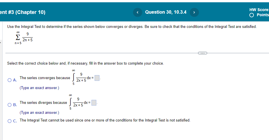 box to complete your choice. so 3 O A The series converges