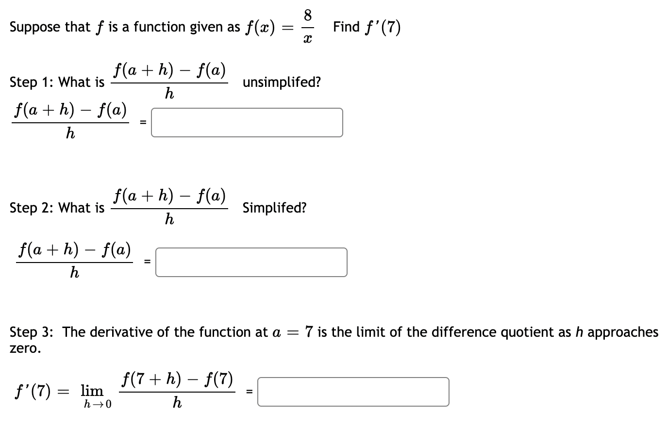 8 Suppose that f is a function given as f(m) =