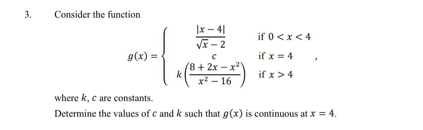 - 16 where k, c are constants. Determine the values of c