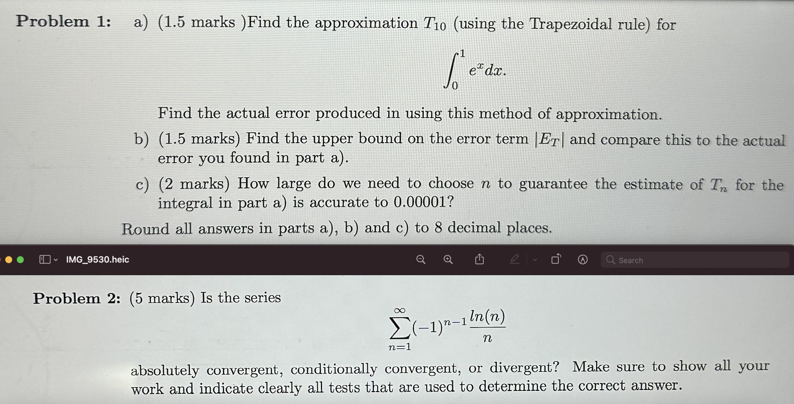 in using this method of approximation. b) (1.5 marks) Find the upper