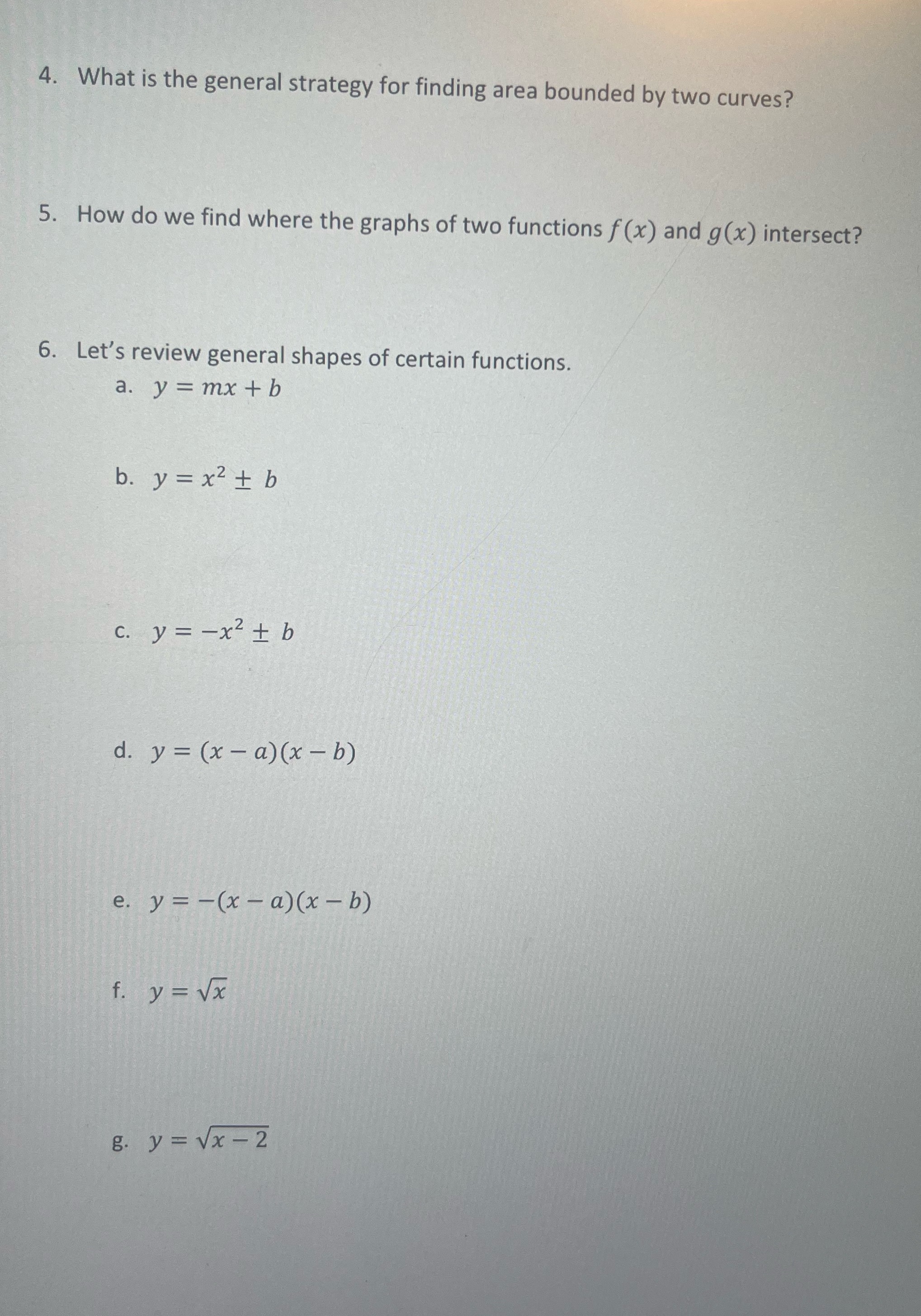  4. What is the general strategy for finding area bounded by