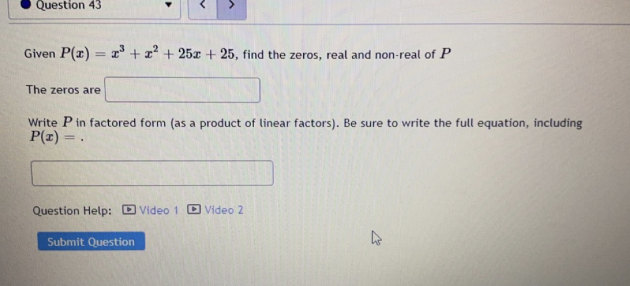  questions are split now please help solve them please Question 43