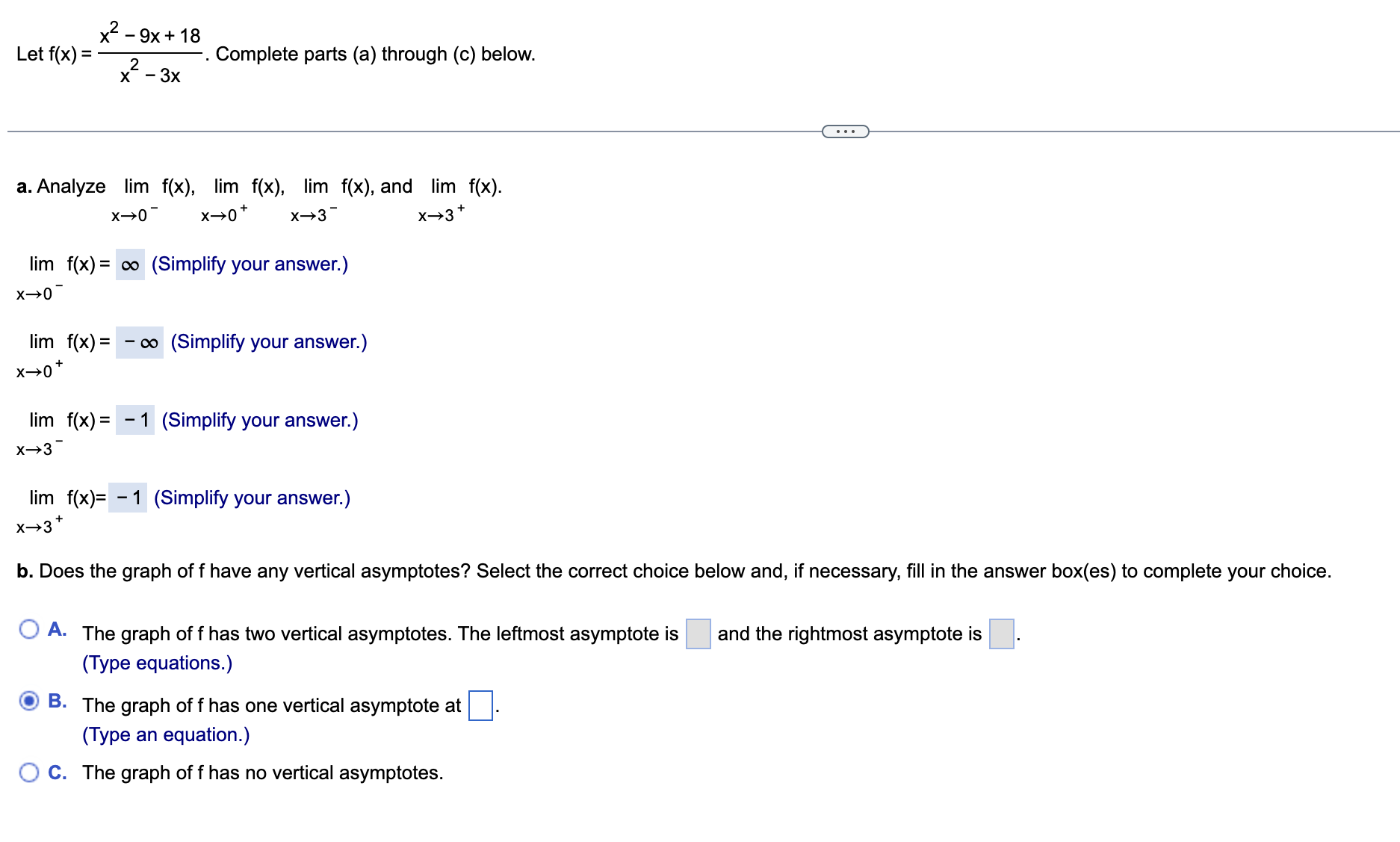 the answer box to complete your choice. 2- o A. lim %