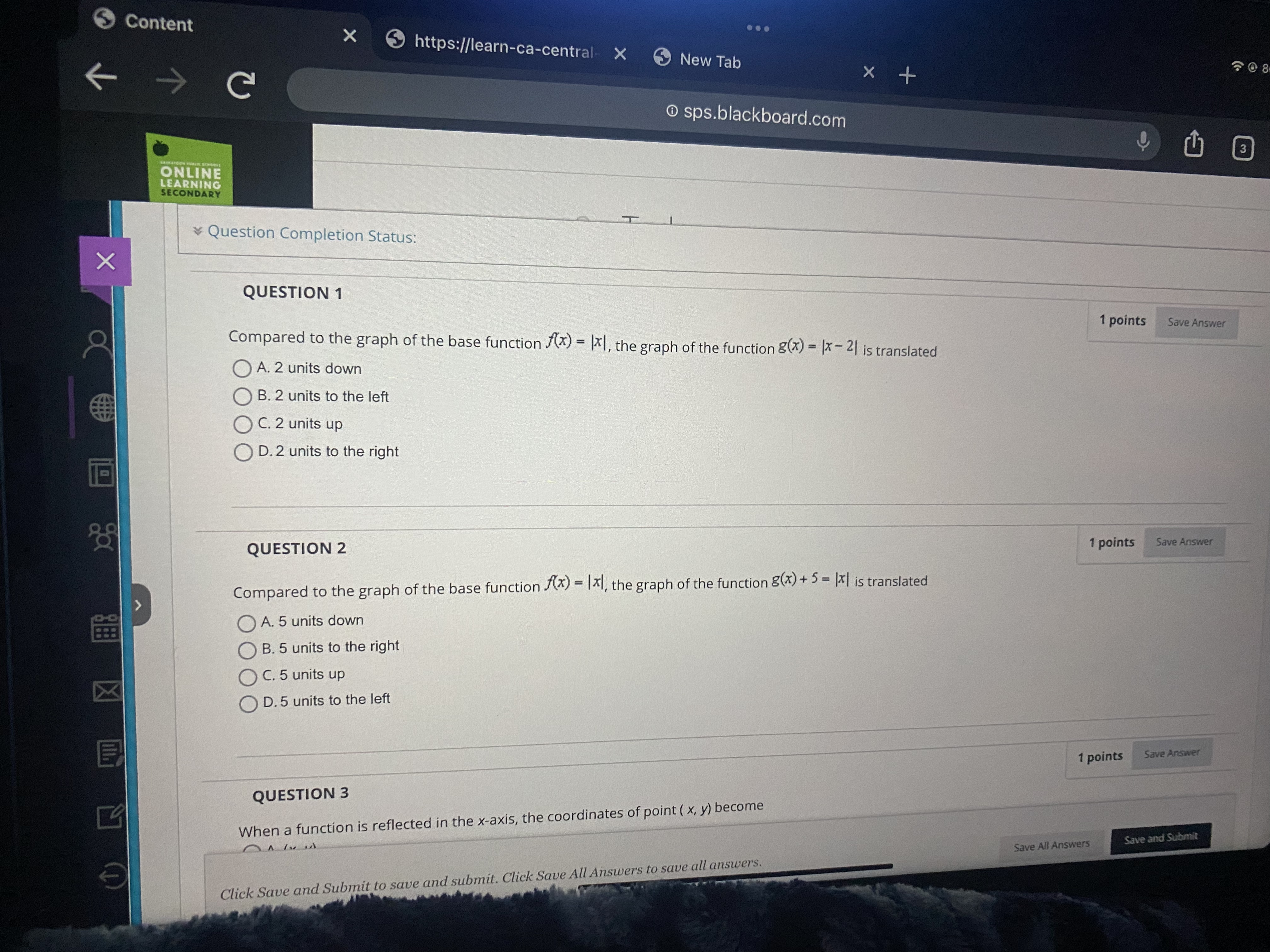 ) O B. (-1, - 4) O c. ( 3 , -