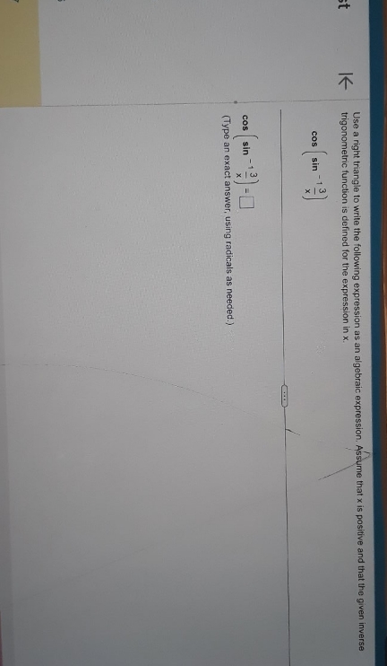 expression as an algebraic expression, Assume that x is positive and that