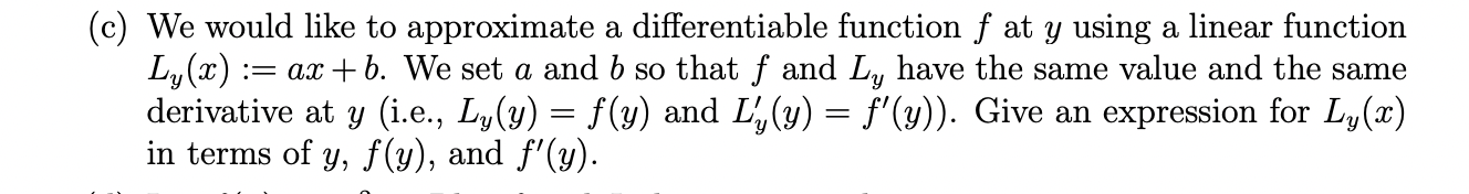 y using a linear function Ly (x) := ax + b. We