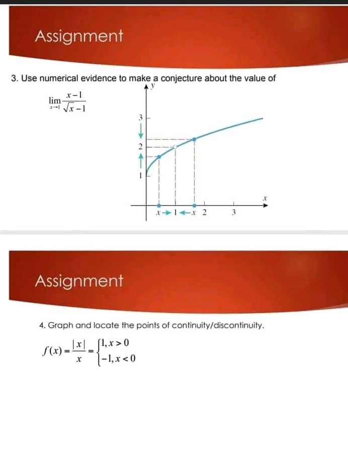 value of X- lim -1 3 Assignment 4. Graph and locate the