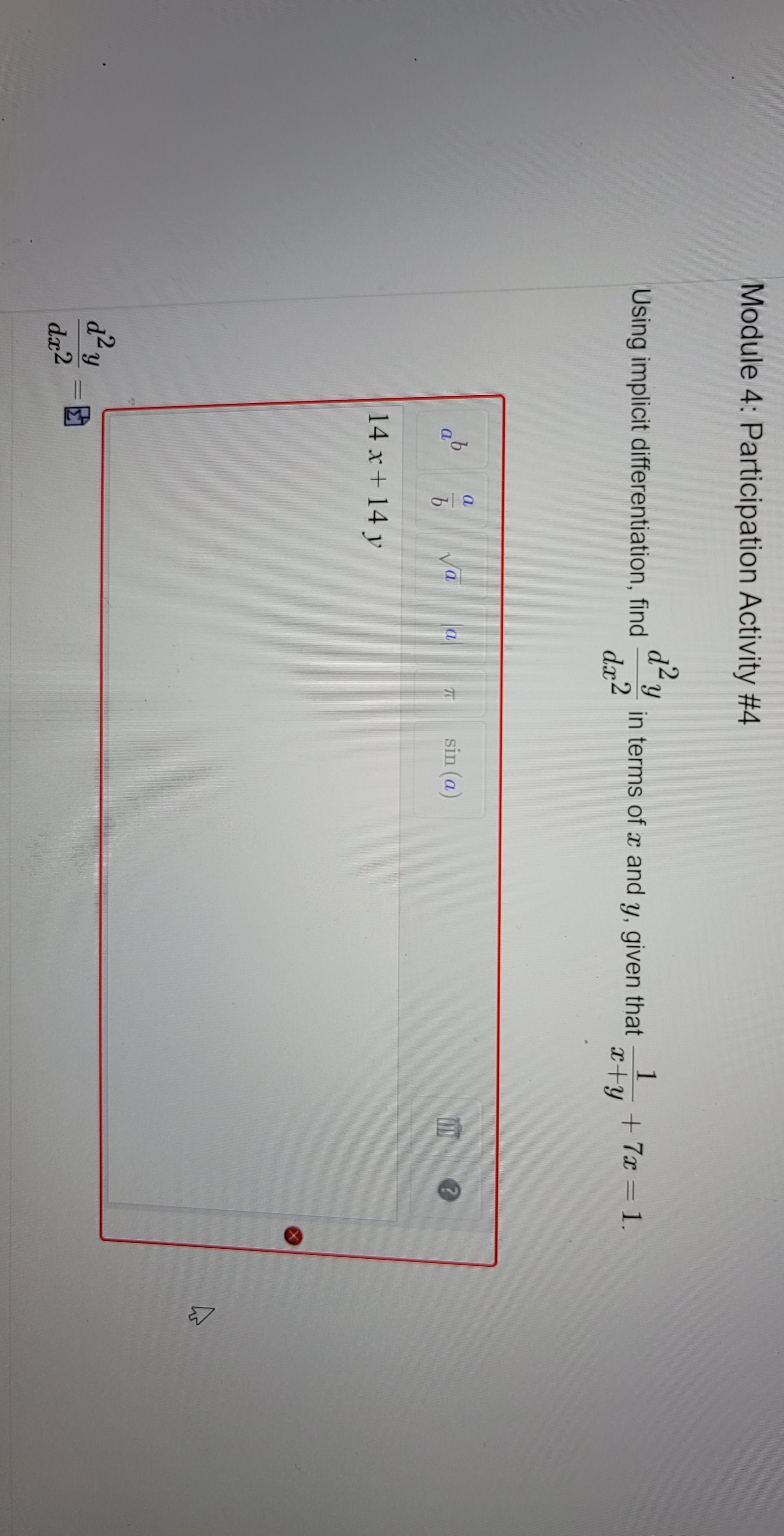 Va sin (a) 14 x + 14 y AW dx 2Feedback d.x