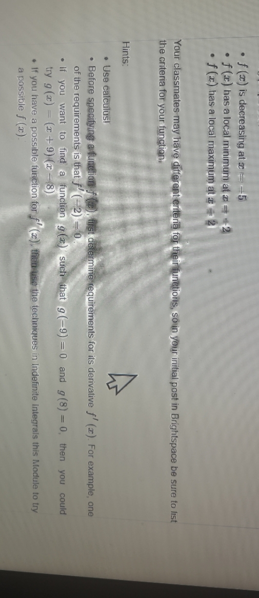 (x ) has a local minimum at c # #2 . f