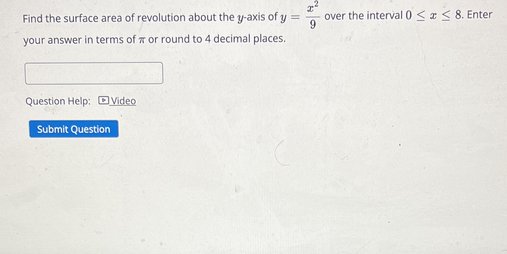 Find the surface area of revolution about the y-axis of y =