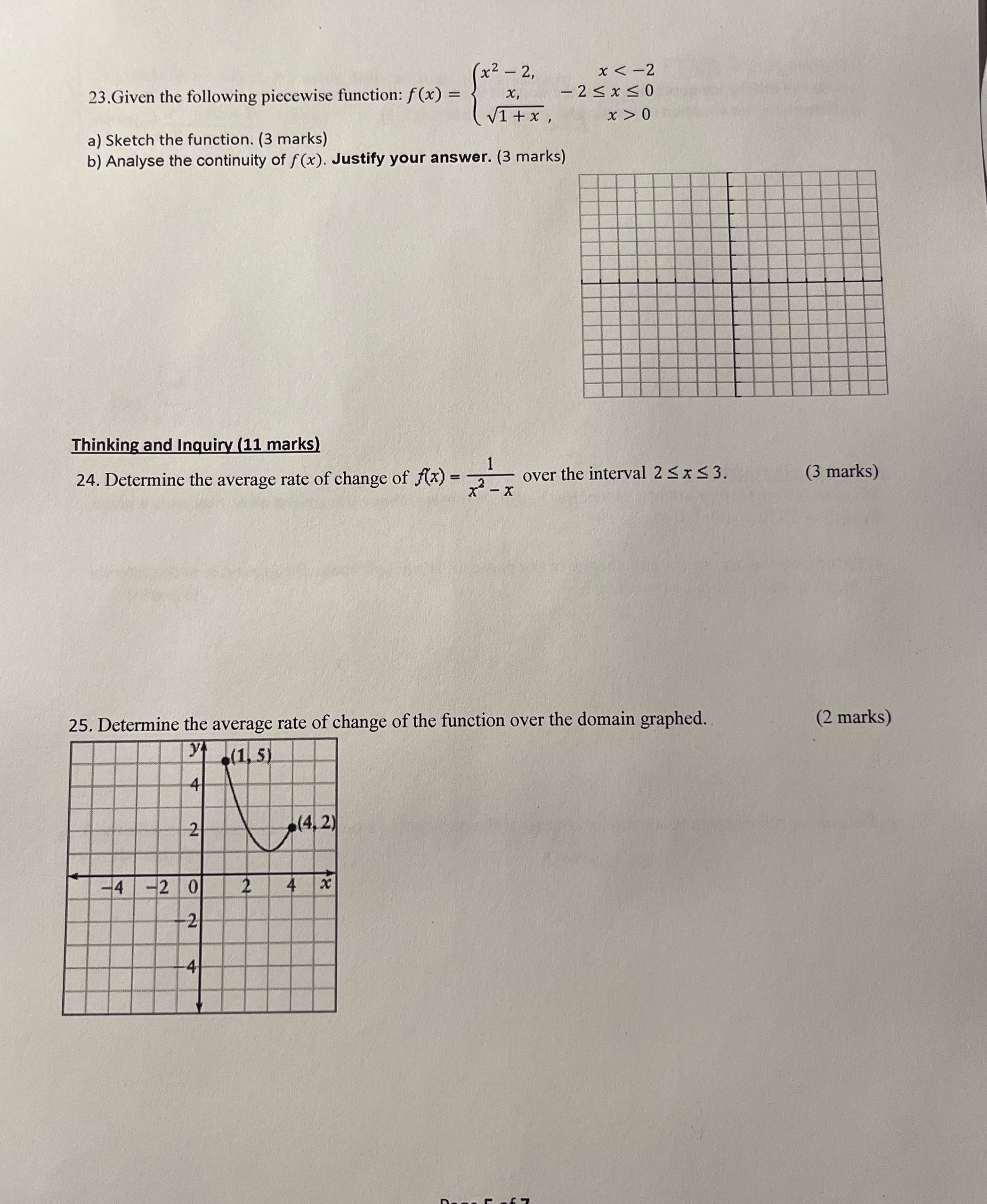  (x2 - 2, x 0 a) Sketch the function. (3 marks)