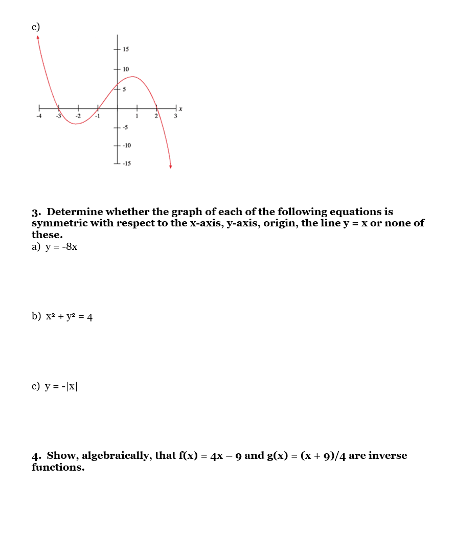 Thank you. FUNCTIONS Q Let f(x) = x2 - 9, g(x) =