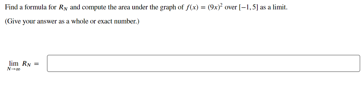 compute the area under the graph of f (x) = (9x)2 over