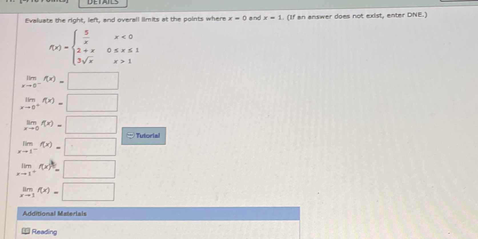 where x = 0 and x = 1. (If an answer does
