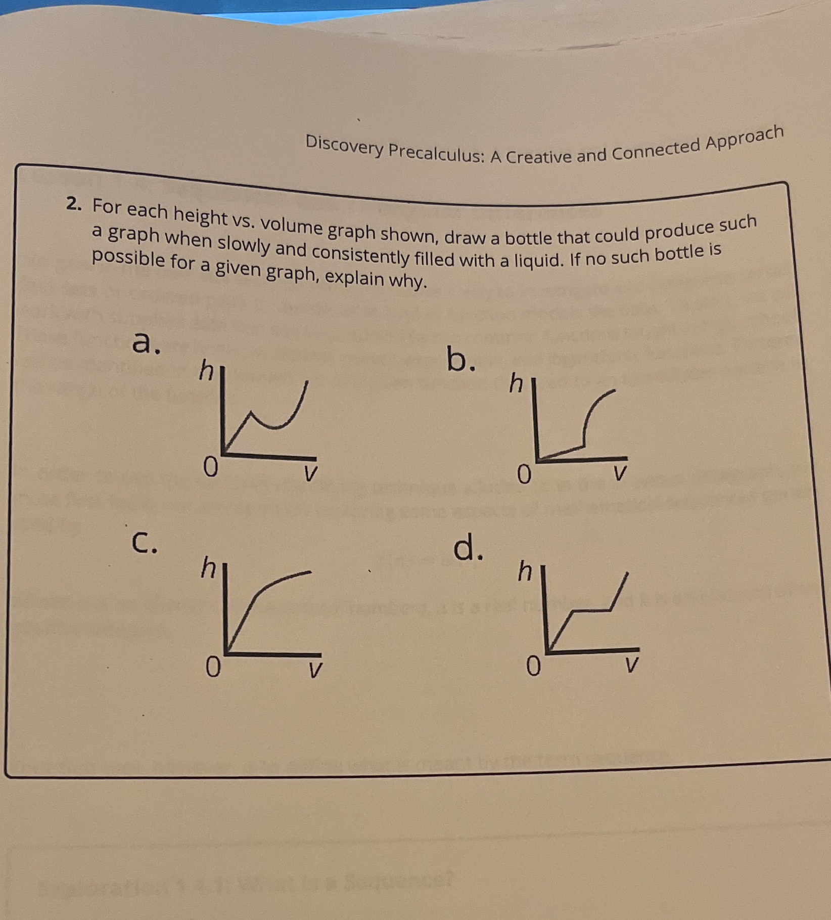 vs. volume graph shown, draw a bottle that could produce such a