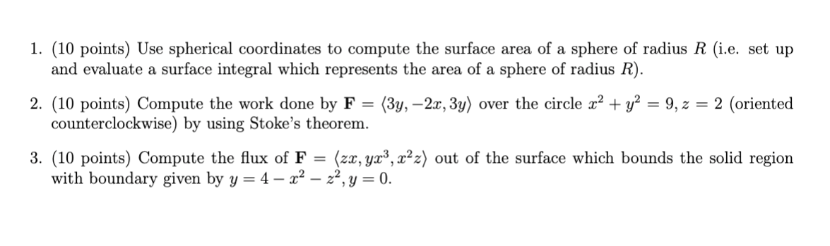 spherical coordinates to compute the surface area of a sphere of radius