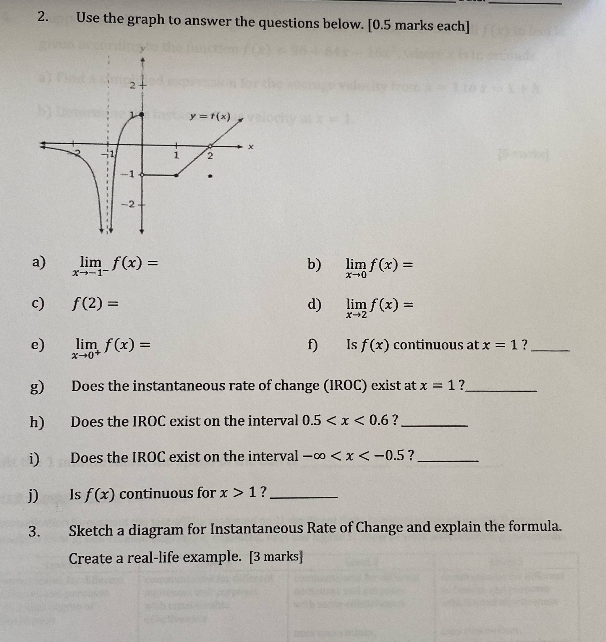  Answer the following please 2. Use the graph to answer the