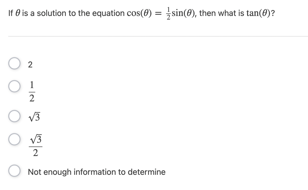 If 6 is a solution to the equation 003(6) = sini'),