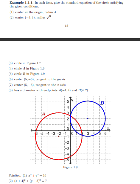colution. Example 1.1.1. In each item, give the standard equation of the