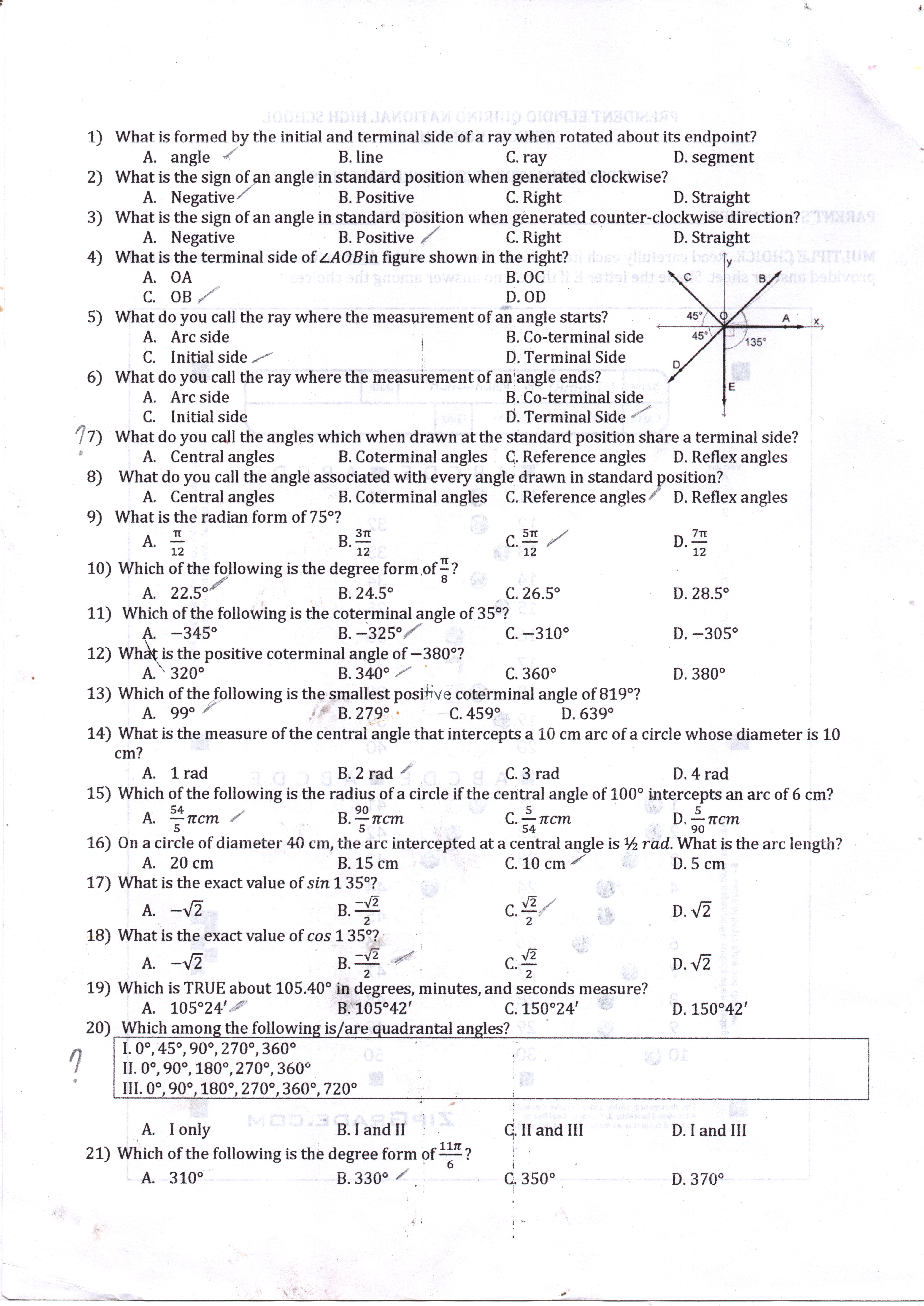  LESSON: Linear and Angular Measures of a Central Angle in A