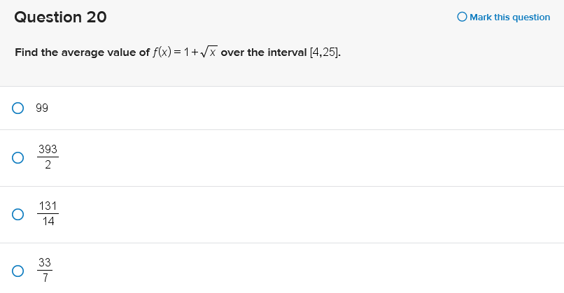 decimal places. O =4.92163 O =2.67716 O =3.28109 O =2.71407Question 20 0