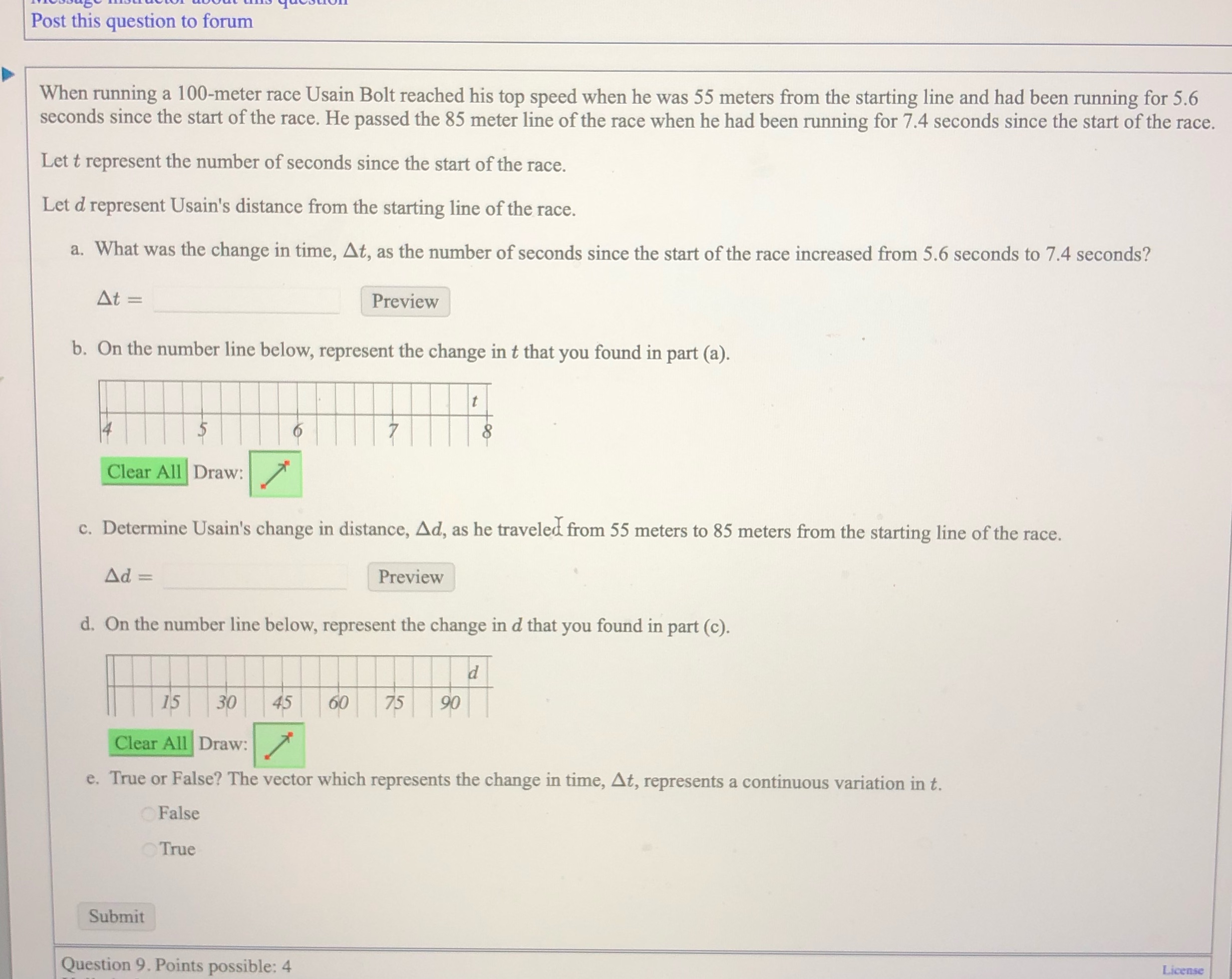  Answer Post this question to forum When running a 100-meter race