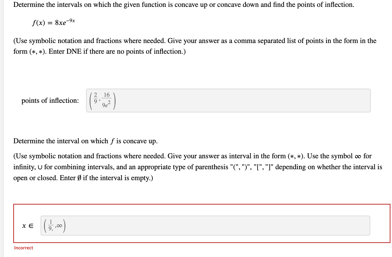  Determine the intervals on which the given function is concave up