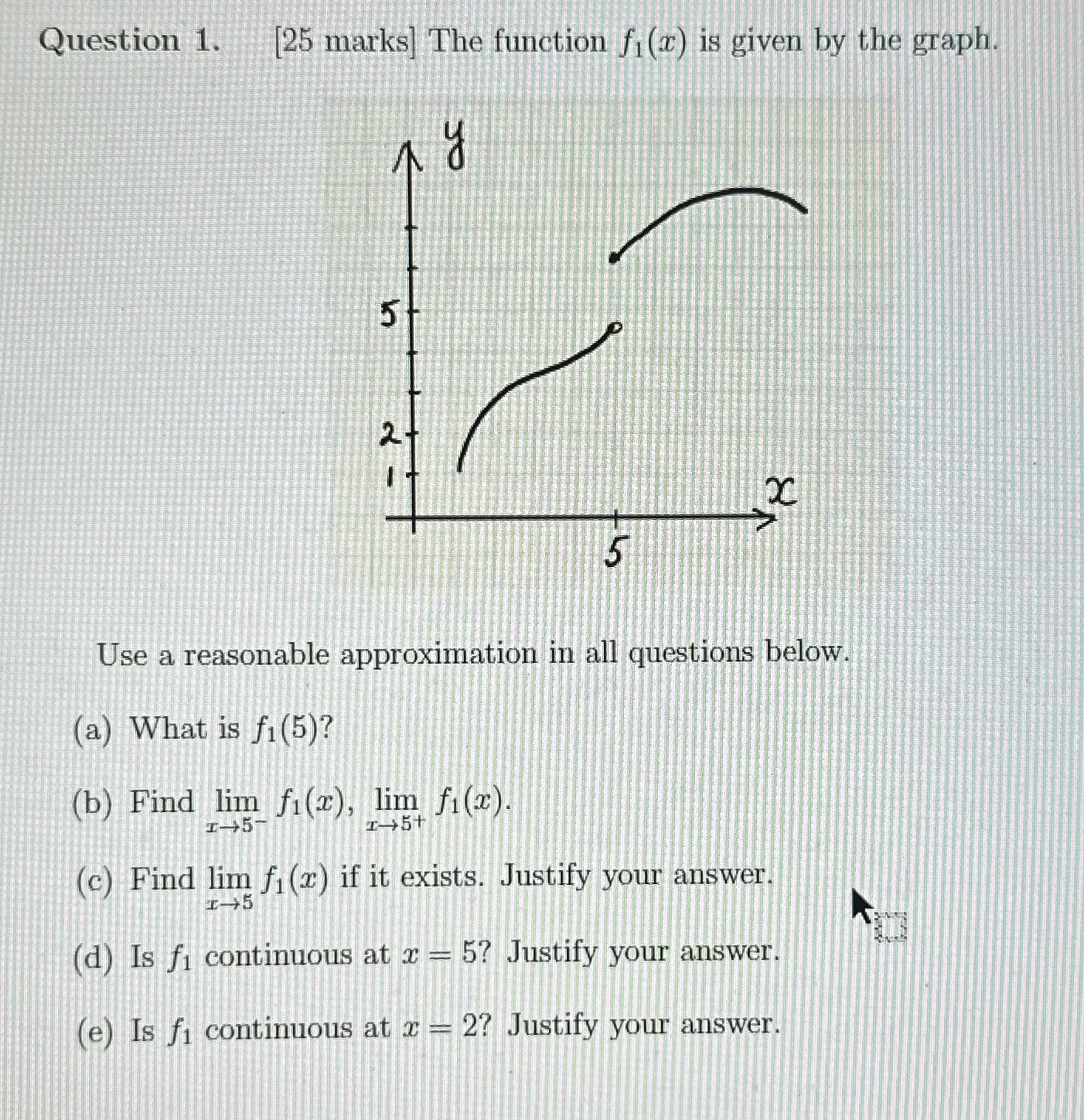 the graph. 5 Use a reasonable approximation in all questions below. (a)