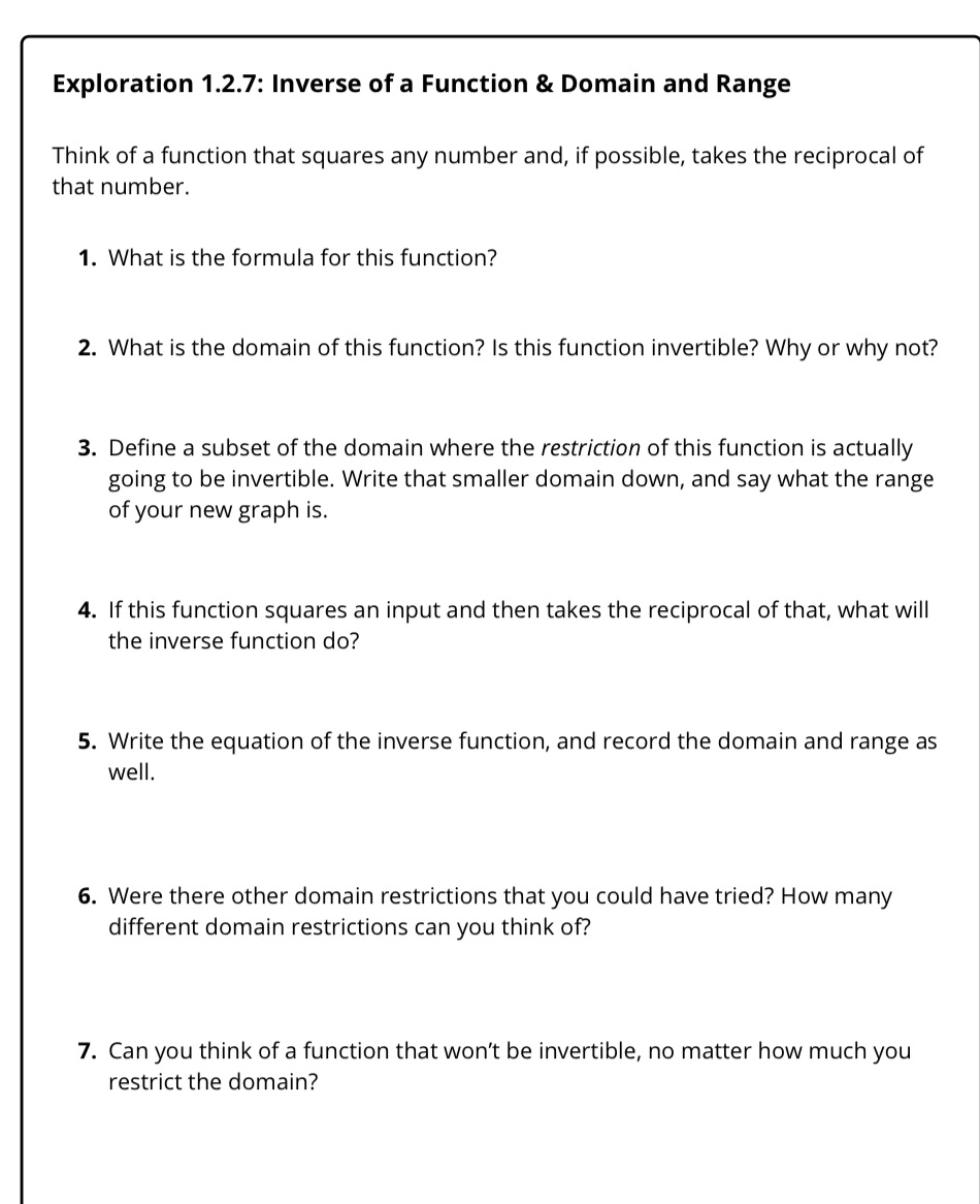 a function that squares any number and, if possible, takes the reciprocal
