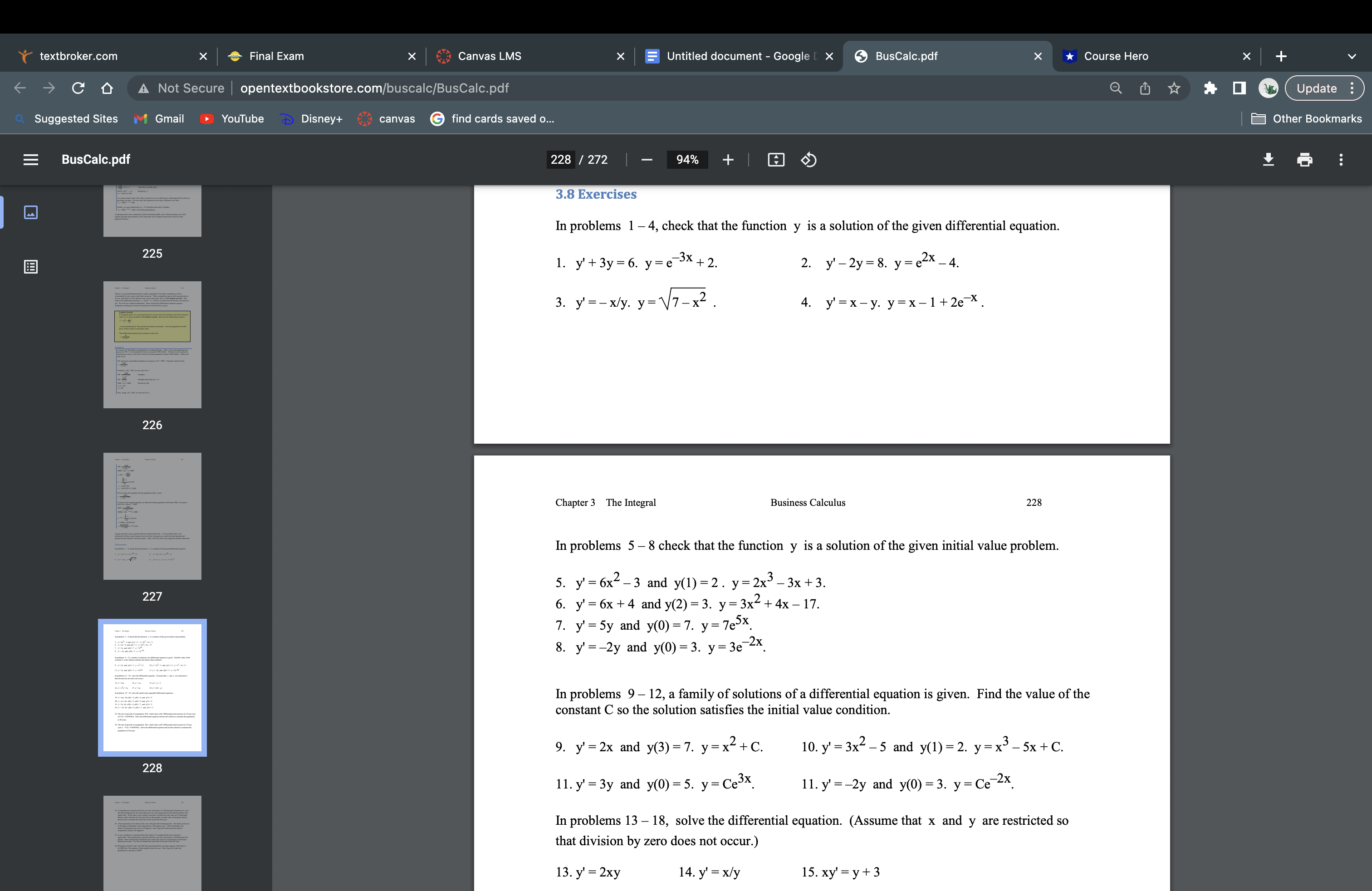 Numbers 1-13 odd textbroker.com X -out- Final Exam X Canvas LMS x