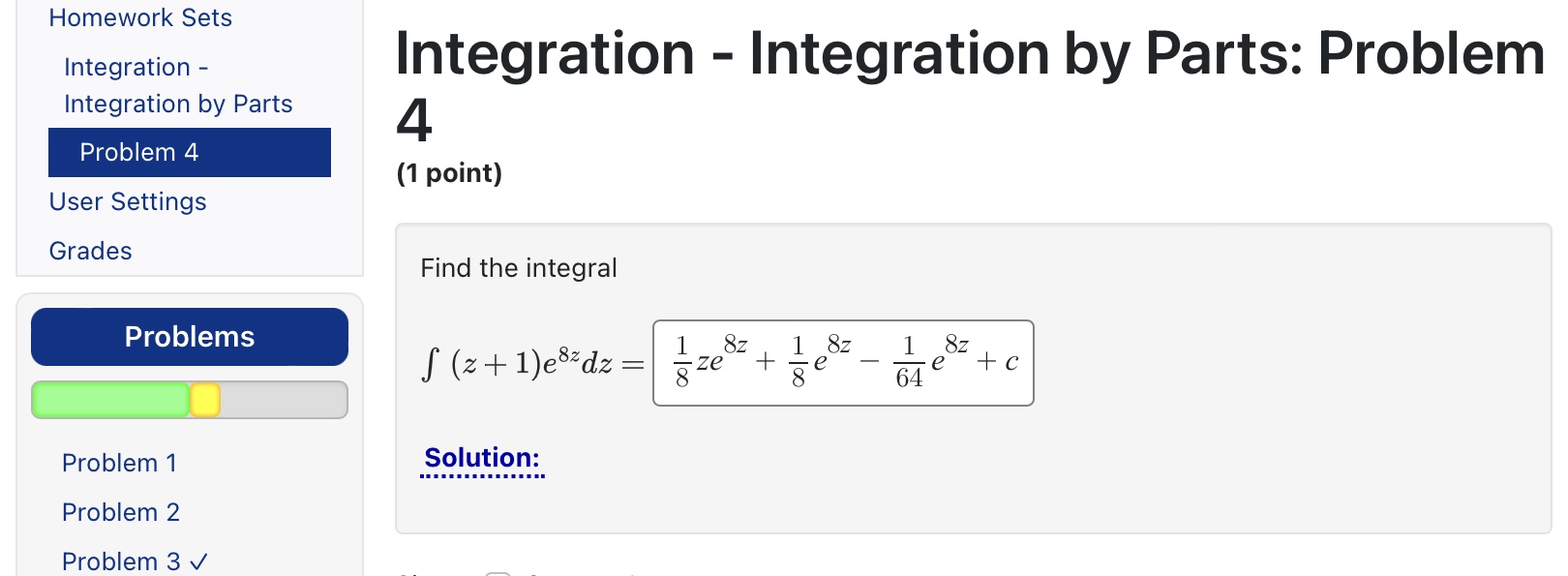 + + c 64 Problem 1 Solution: Problem 2 Problem 3 v\fIntegration