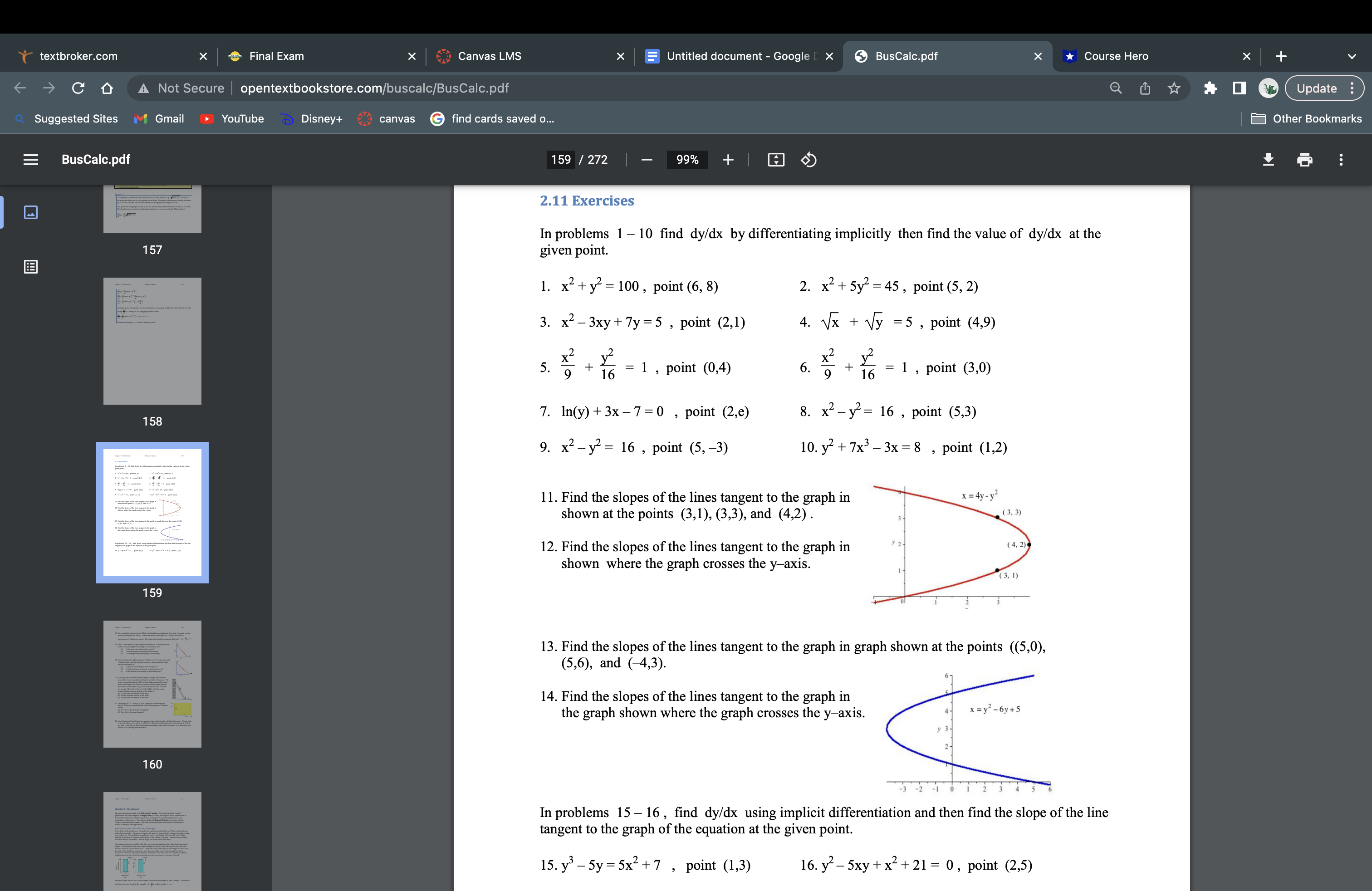 Numbers 1-17 odd textbrokercom X *9 Final Exam X Canvas LMS X