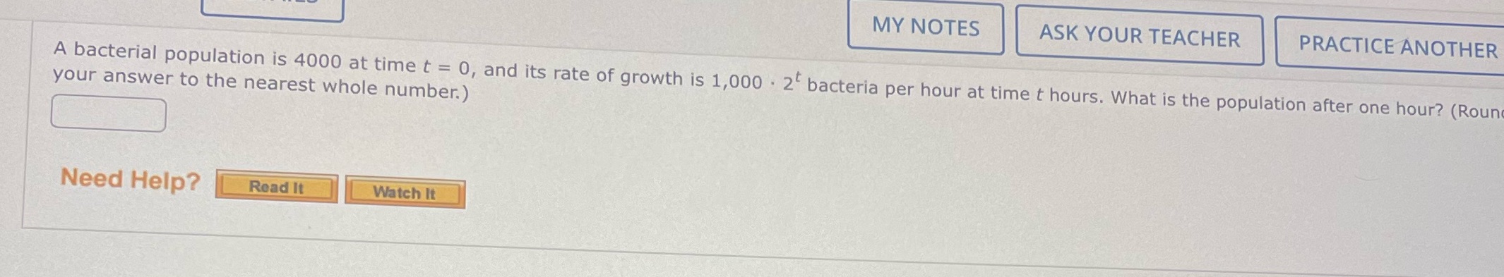 4000 at time t = 0, and its rate of growth is